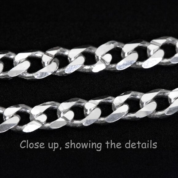 Curb Bracelet 925 Sterling Silver Italy 7.5in, Layering Stackable bracelet - Picture 6 of 8